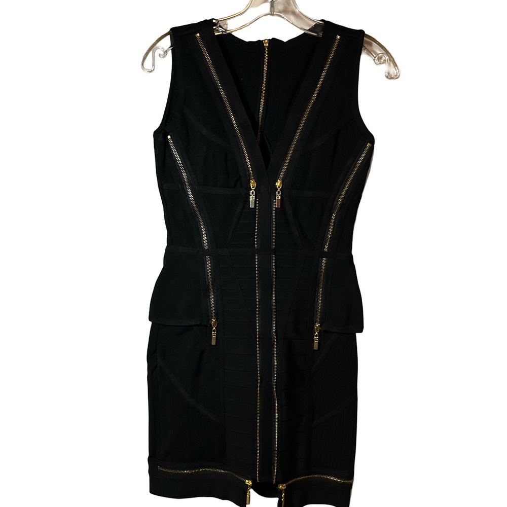 BRAND NEW!!! Black Sleeveless Bodycon Dress with Gold Zipper Details